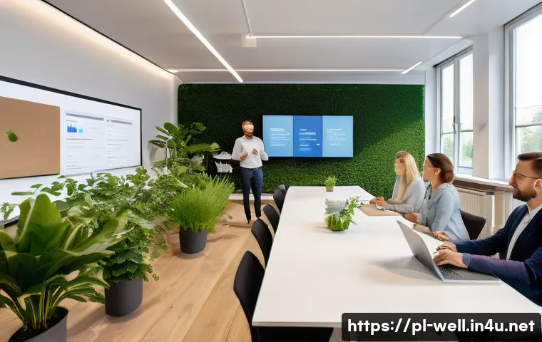 웰빙코디네이터와 직업 변화의 기회 - A modern office scene in Poland showing a diverse team of professionals engaged in a wellbeing works...