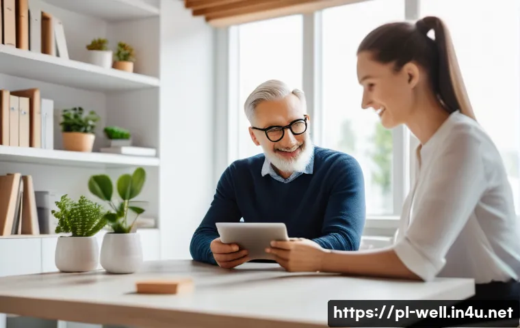 웰빙코디네이터와 고객 건강 개선 사례 - A warm and inviting scene of a well-being coordinator consulting with a Polish adult client in a mod...