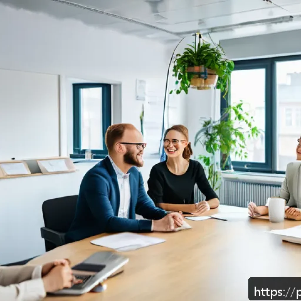웰빙코디네이터와 새로운 시장 기회 - A modern office scene showing a diverse team of professionals engaged in a well-being workshop. The ...