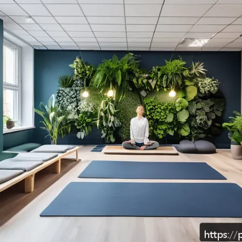 Home 17 웰빙코디네이터와 기업 복지 설계 - A modern Polish office wellness room filled with natural light, featuring employees of diverse ages ...