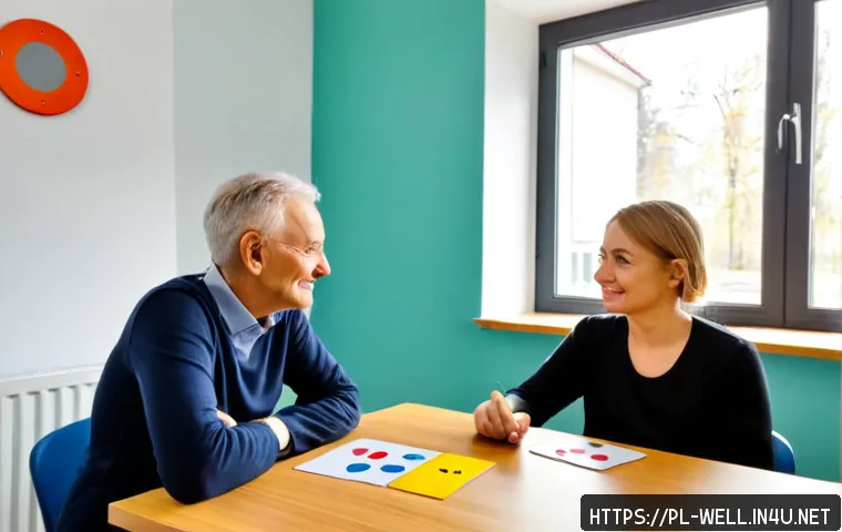 웰빙코디네이터와 피드백 수집 방법 - Photorealistic wellness coordinator in a bright modern Polish community health center, warmly listen...